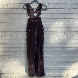 Vintage 90s Xhilaration Women's Chocolate Brown Cotton Velvet Overalls M